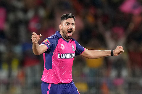 Avesh Khan celebrates Nitish Kumar Reddy's wicket